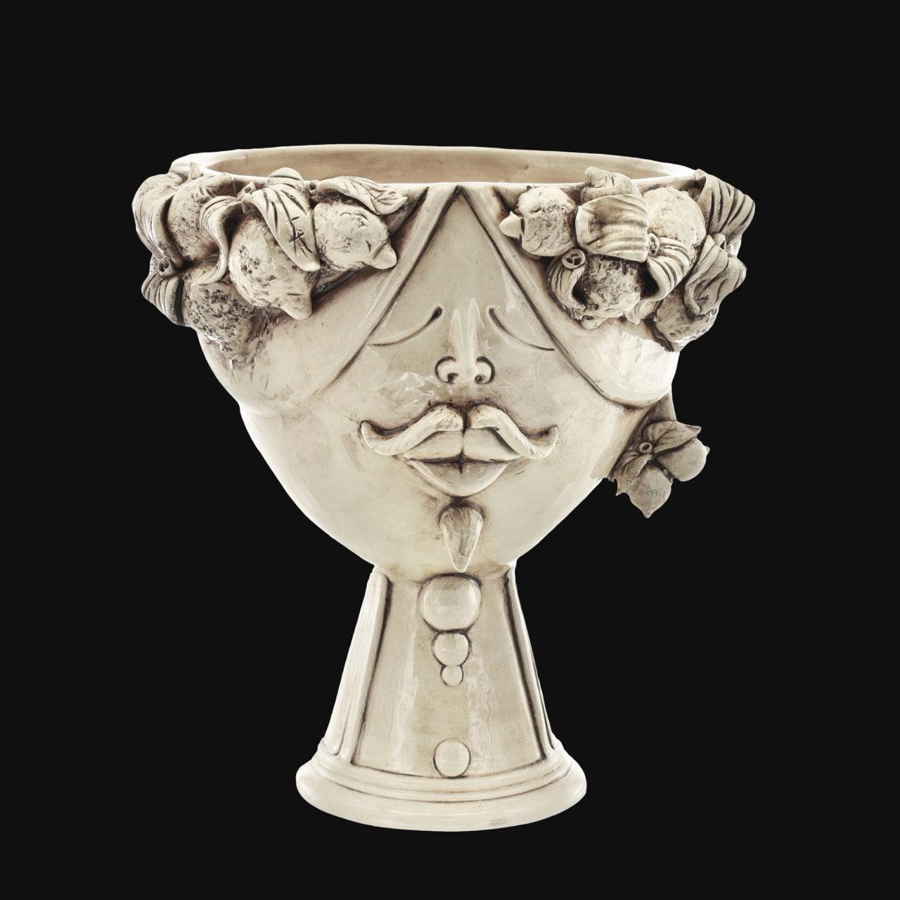 Testa di Moro con limoni "Zahira" uomo | Madreperla Antichizzato 30 cm - Ceramiche di Caltagirone Sofia