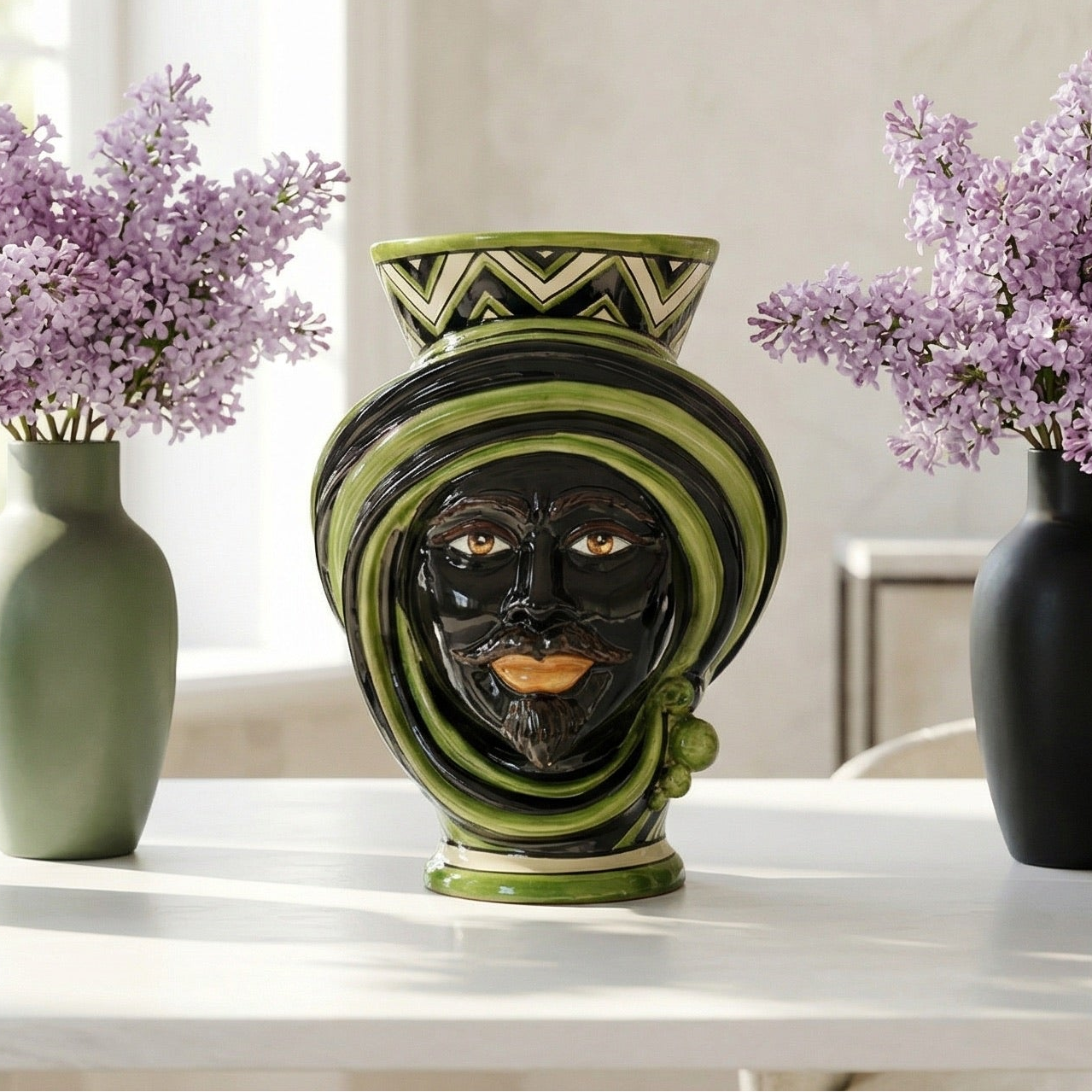 Testa di Moro h 30 cm Linea Parigi - Nero e Verde