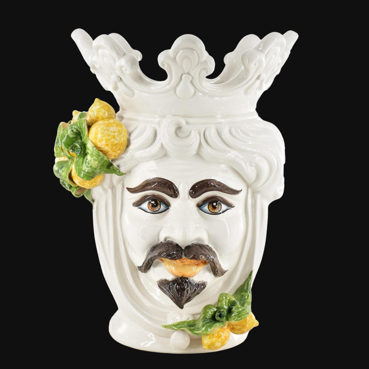 Testa di Moro h 40 cm White and Lemon Uomo - Ceramiche di Caltagirone Sofia