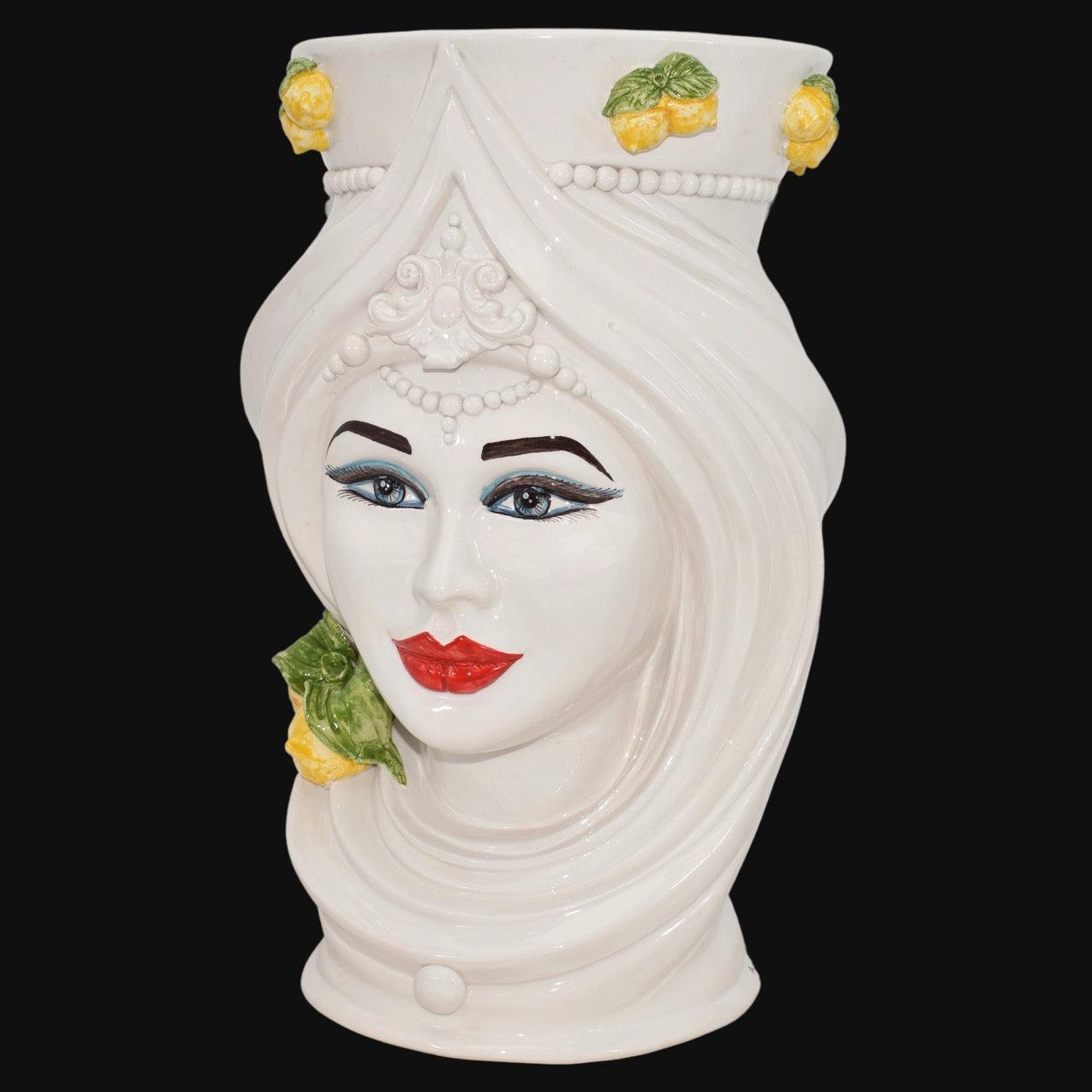 Testa di moro h 45 turbante White and Lemon femmina - Ceramiche di Caltagirone Sofia