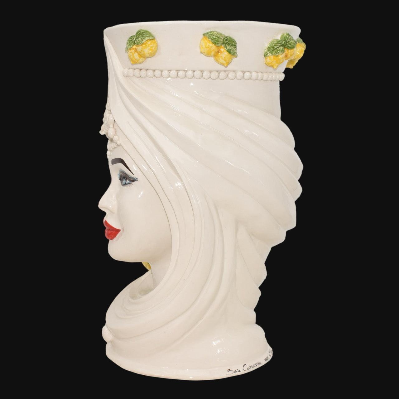 Testa di moro h 45 turbante White and Lemon femmina - Ceramiche di Caltagirone Sofia