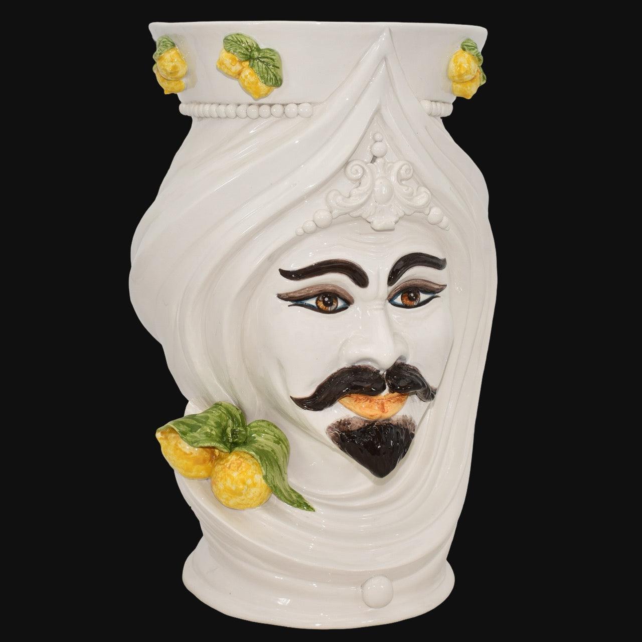 Testa di moro h 45 turbante White and Lemon maschio - Ceramiche di Caltagirone Sofia