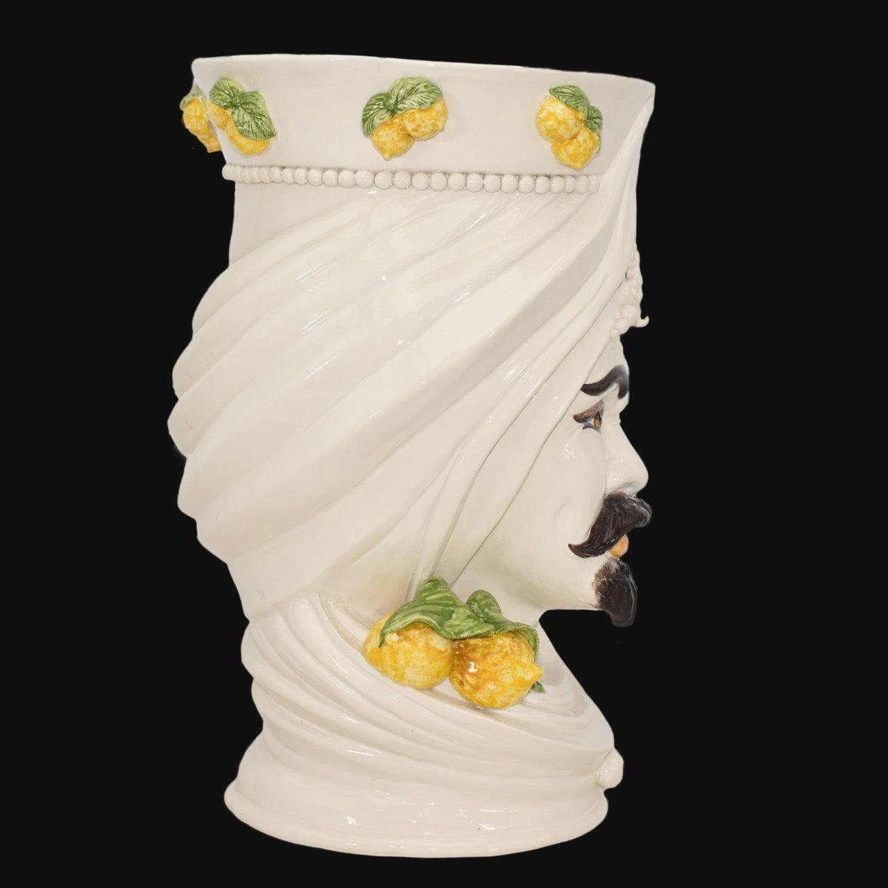 Testa di moro h 45 turbante White and Lemon maschio - Ceramiche di Caltagirone Sofia