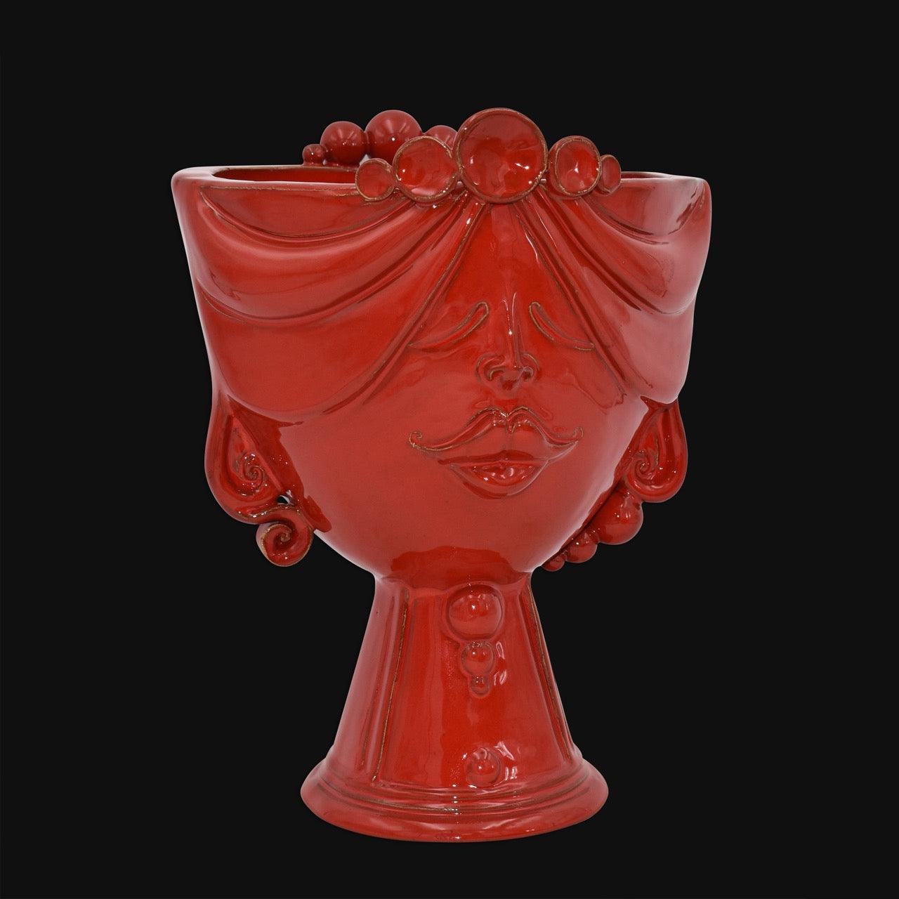 Testa di Moro "Zahira" donna in Ceramica di Caltagirone | Rosso Fuoco 30 cm - Ceramiche di Caltagirone Sofia