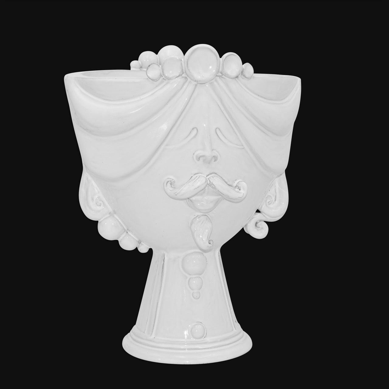 Testa di Moro "Zahira" uomo in Ceramica di Caltagirone | White Line 30 cm - Ceramiche di Caltagirone Sofia