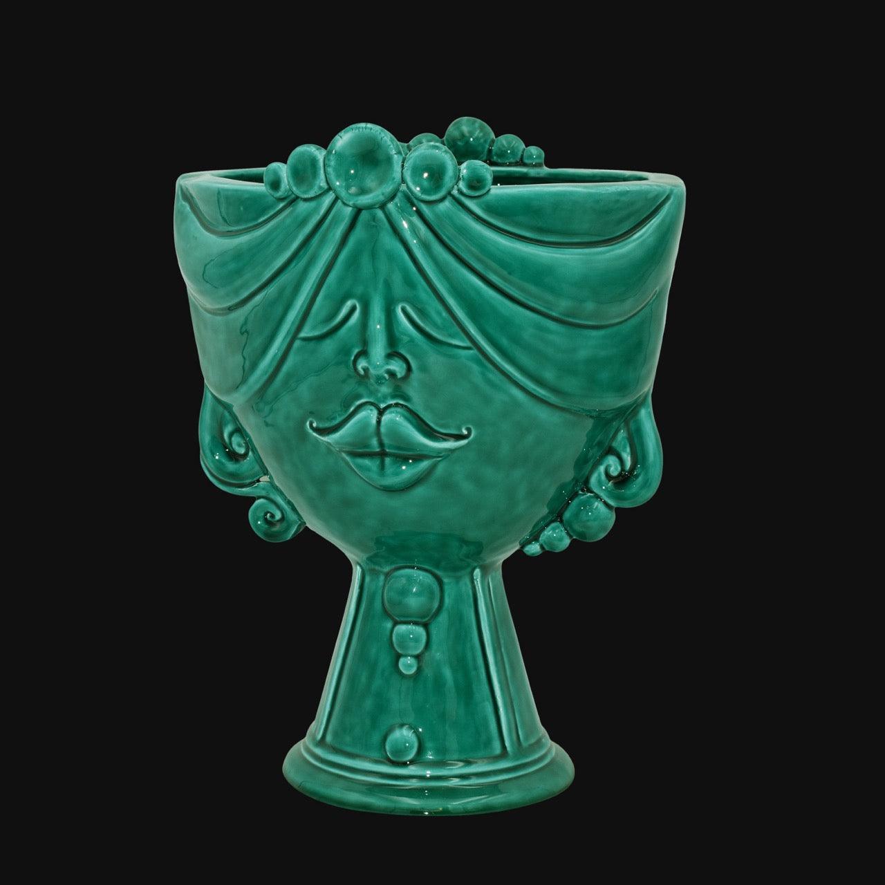 Testa Donna in Ceramica Caltagirone | Zahira Verde Smeraldo 30cm - Ceramiche di Caltagirone Sofia