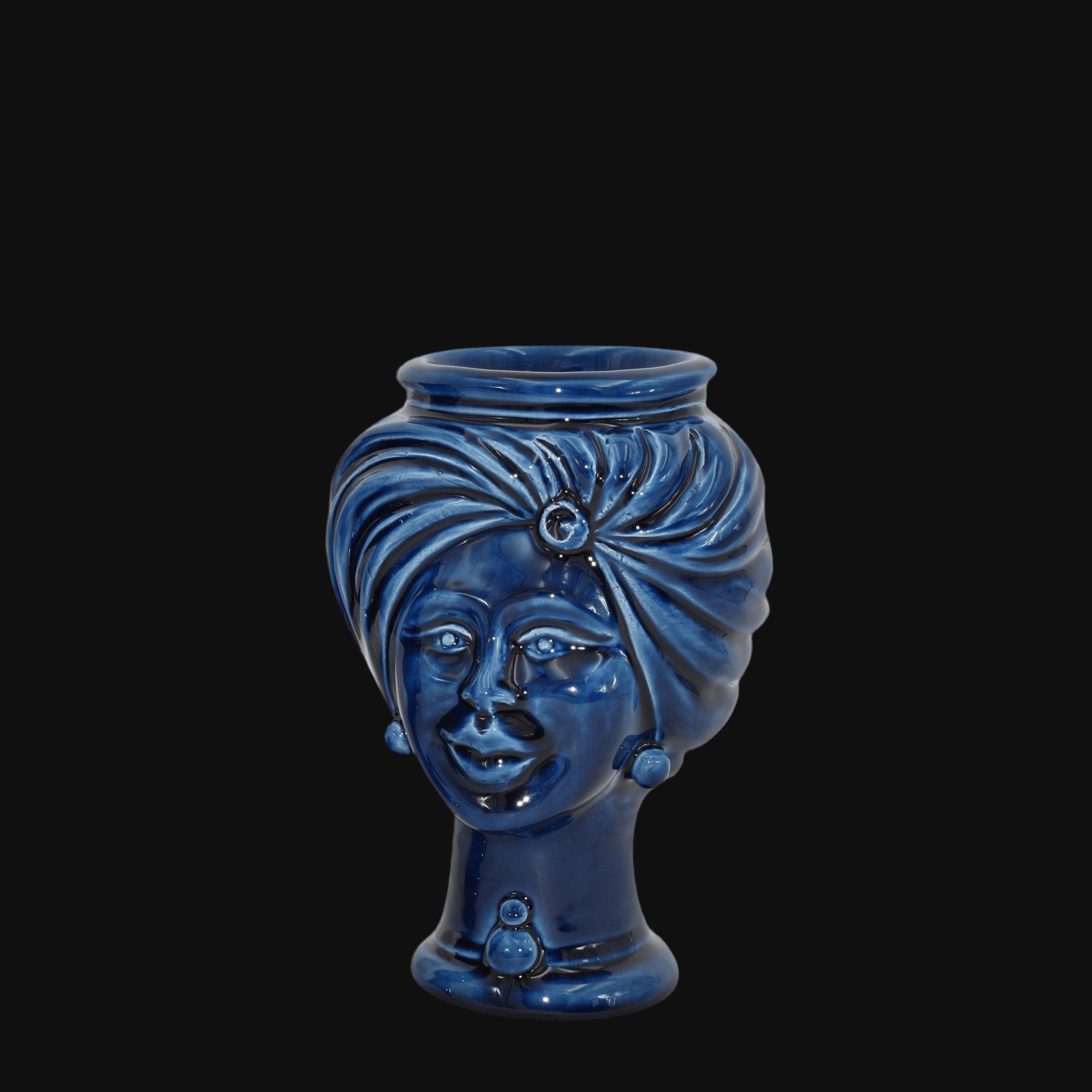 Testa h 16 tuareg Blu intenso femmina - Ceramiche di Caltagirone Sofia - Ceramiche di Caltagirone Sofia