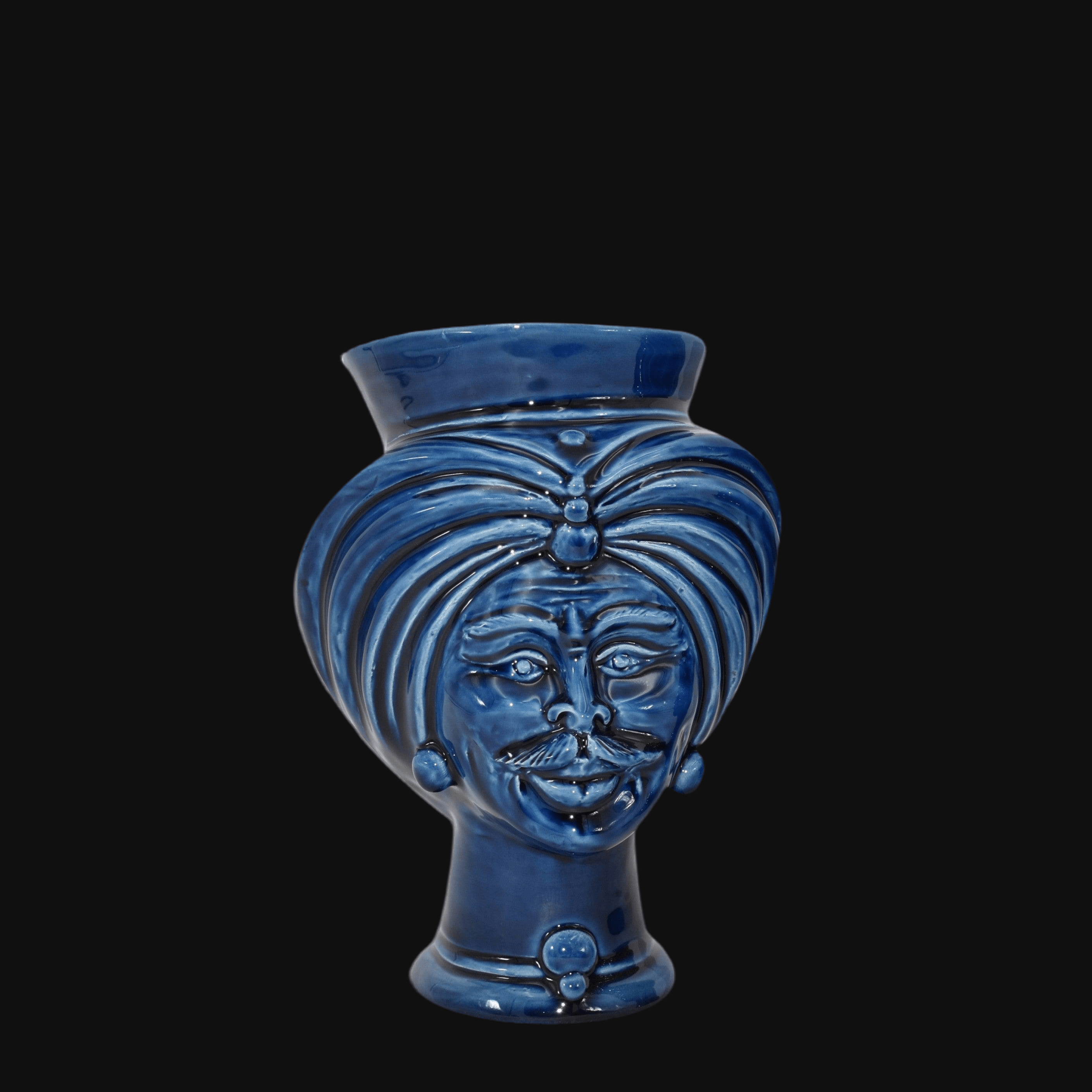 Testa h 16 tuareg Blu intenso uomo - Ceramiche di Caltagirone Sofia - Ceramiche di Caltagirone Sofia