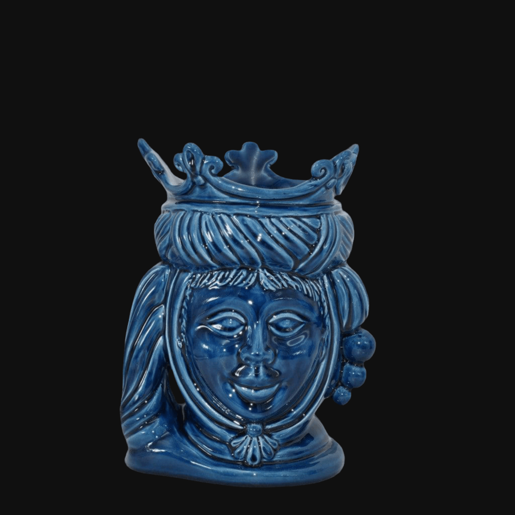 Testa h 20 liscia Blu Intenso femmina - Ceramiche di Caltagirone Sofia