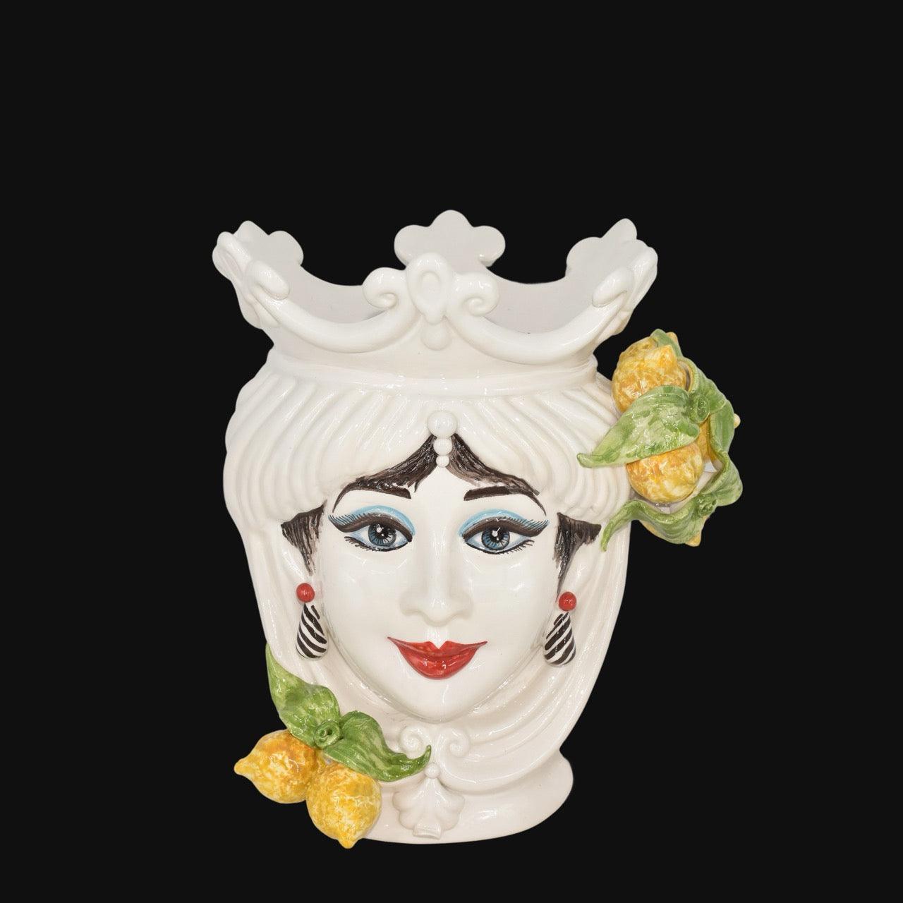 Testa h 25 cm White and Lemon femmina - Ceramiche di Caltagirone Sofia