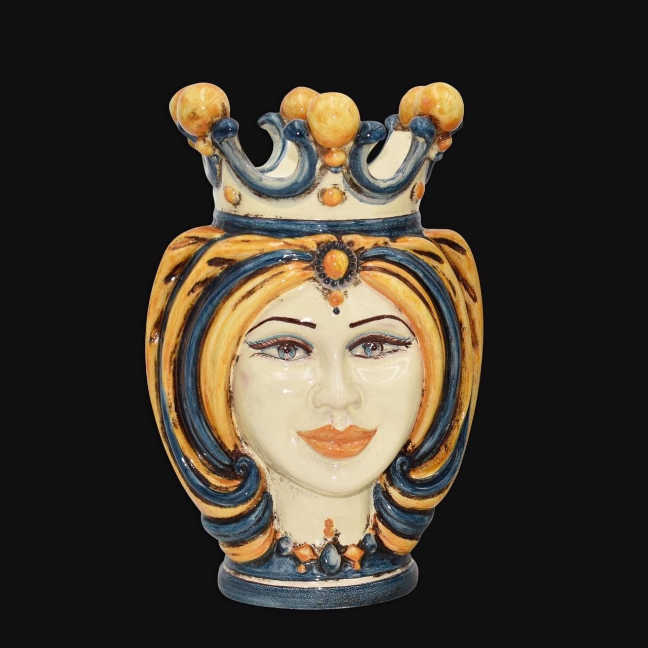 Testa h 25 turbante blu/arancio - Ceramiche di Caltagirone Sofia - Ceramiche di Caltagirone Sofia