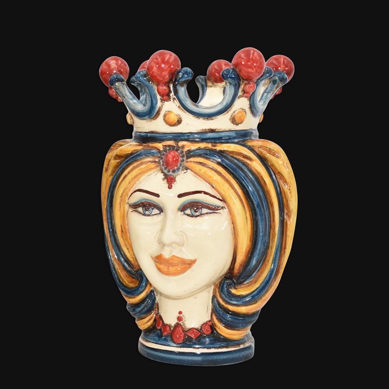 Testa h 25 turbante Blu/arancio/rosso - Ceramiche di Caltagirone Sofia - Ceramiche di Caltagirone Sofia