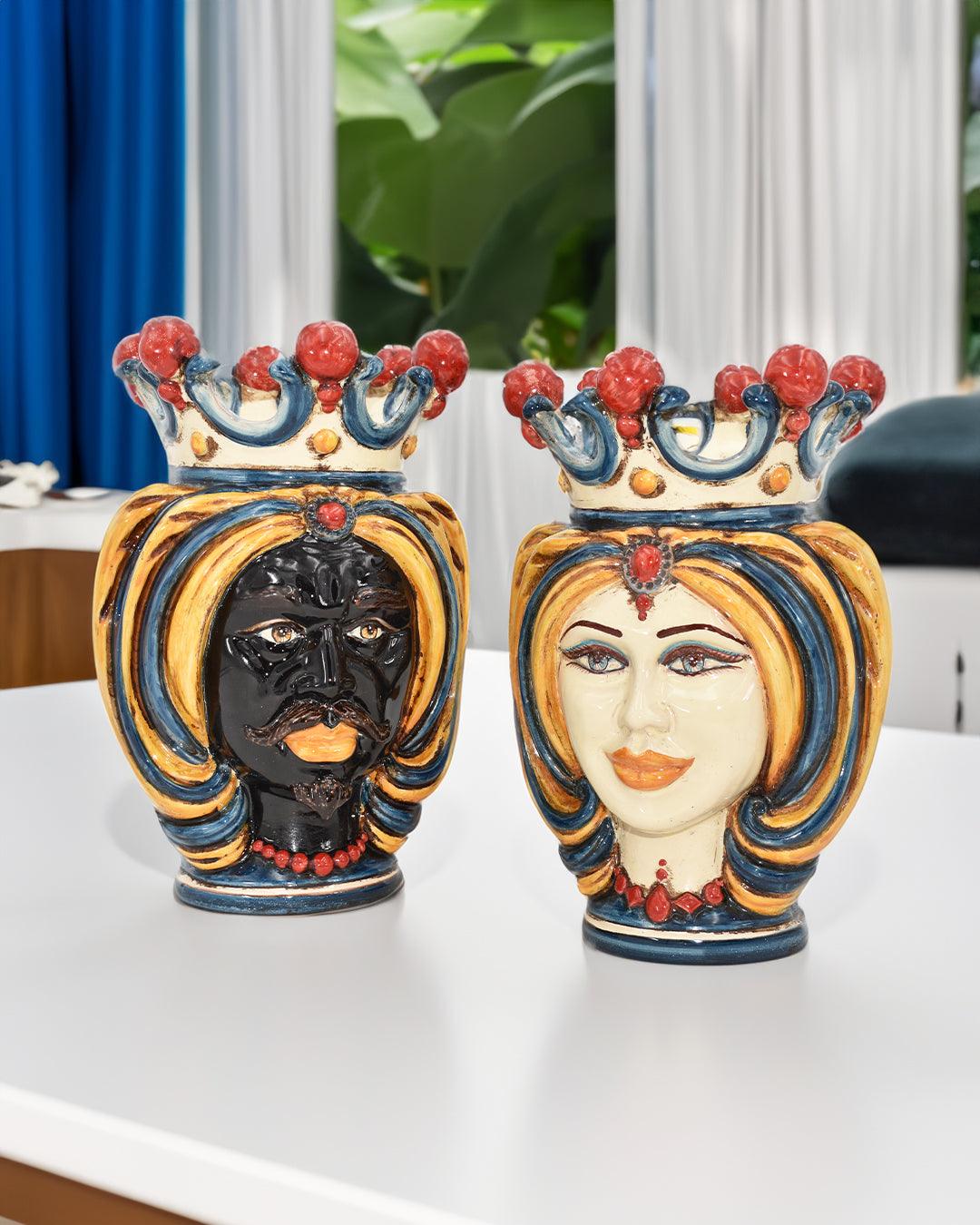 Testa h 25 turbante decoro sicily - Ceramiche di Caltagirone Sofia - Ceramiche di Caltagirone Sofia
