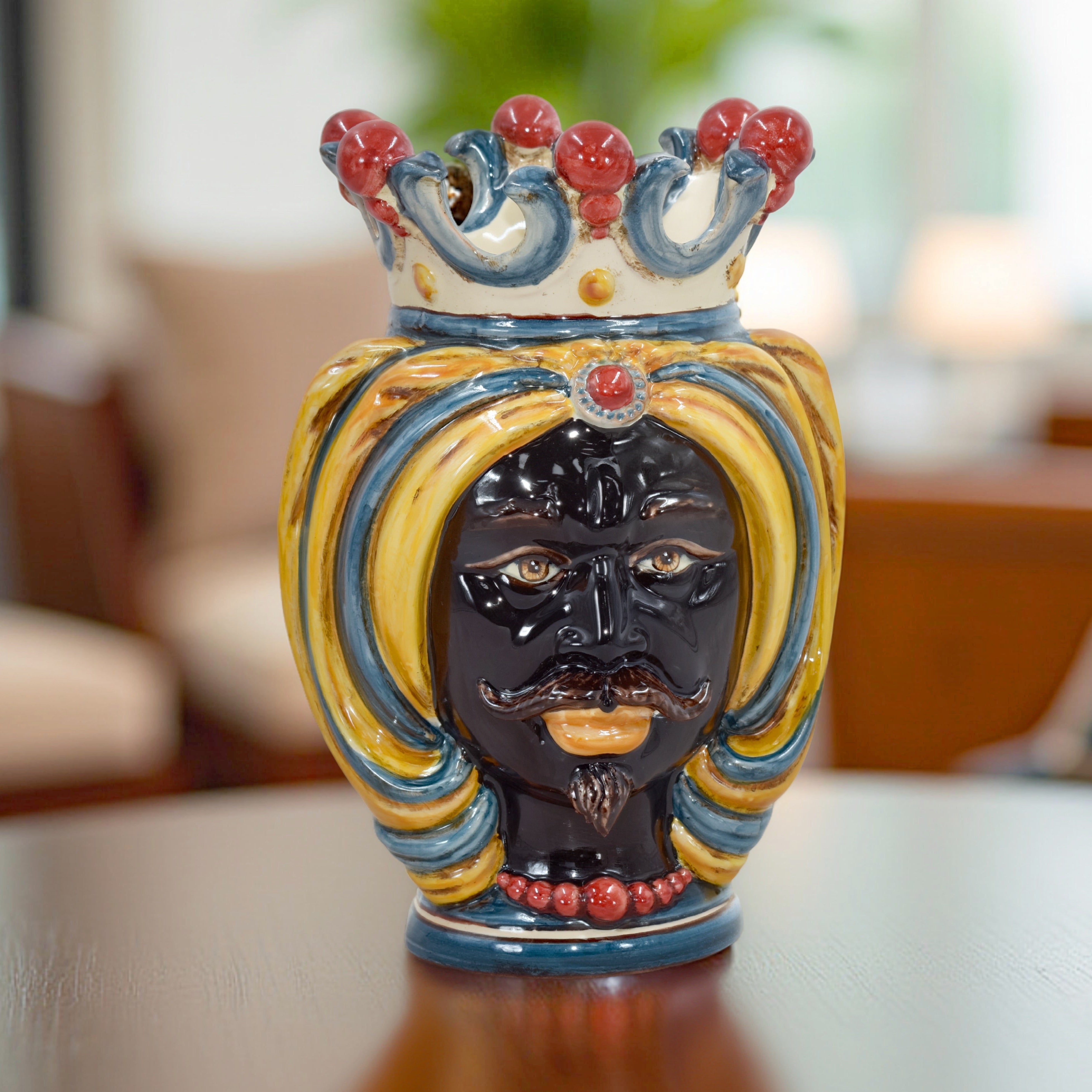 Testa h 25 turbante decoro sicily - Ceramiche di Caltagirone Sofia - Ceramiche di Caltagirone Sofia