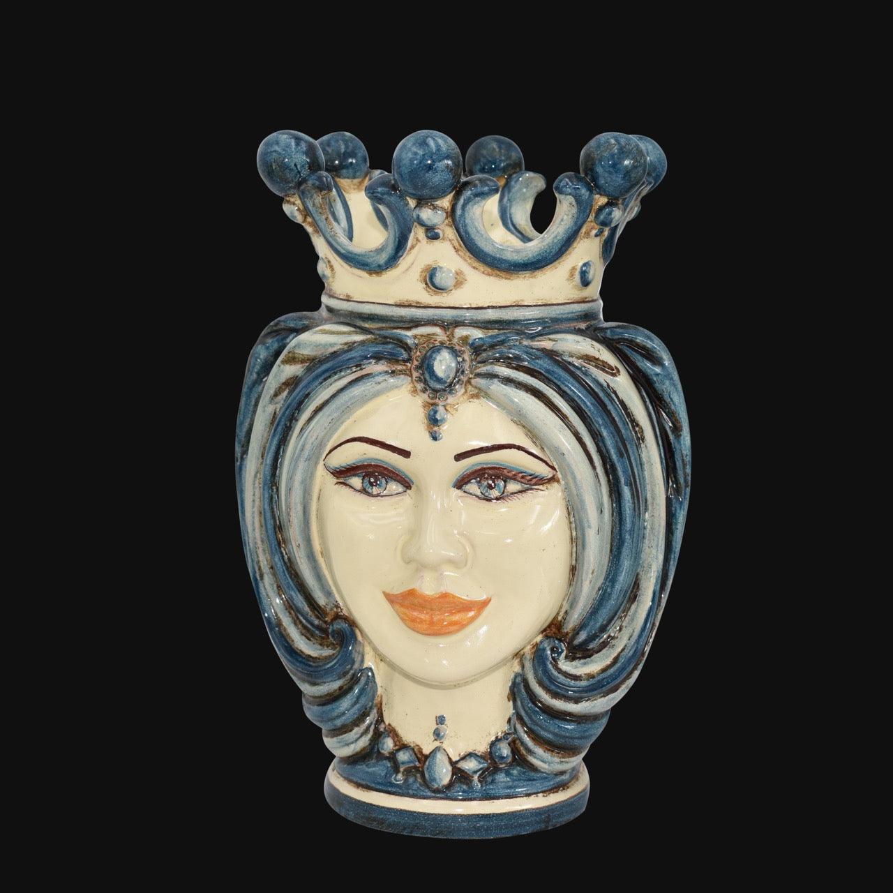 Testa h 25 turbante monocromia di Blu - Ceramiche di Caltagirone Sofia - Ceramiche di Caltagirone Sofia