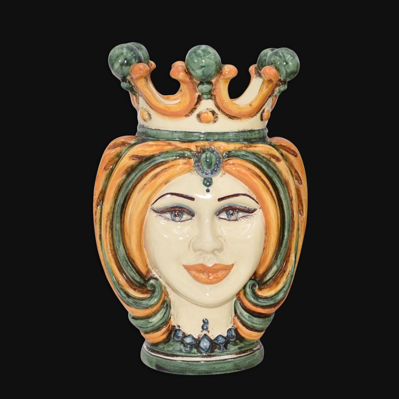 Testa h 25 turbante verde/arancio - Ceramiche di Caltagirone Sofia - Ceramiche di Caltagirone Sofia