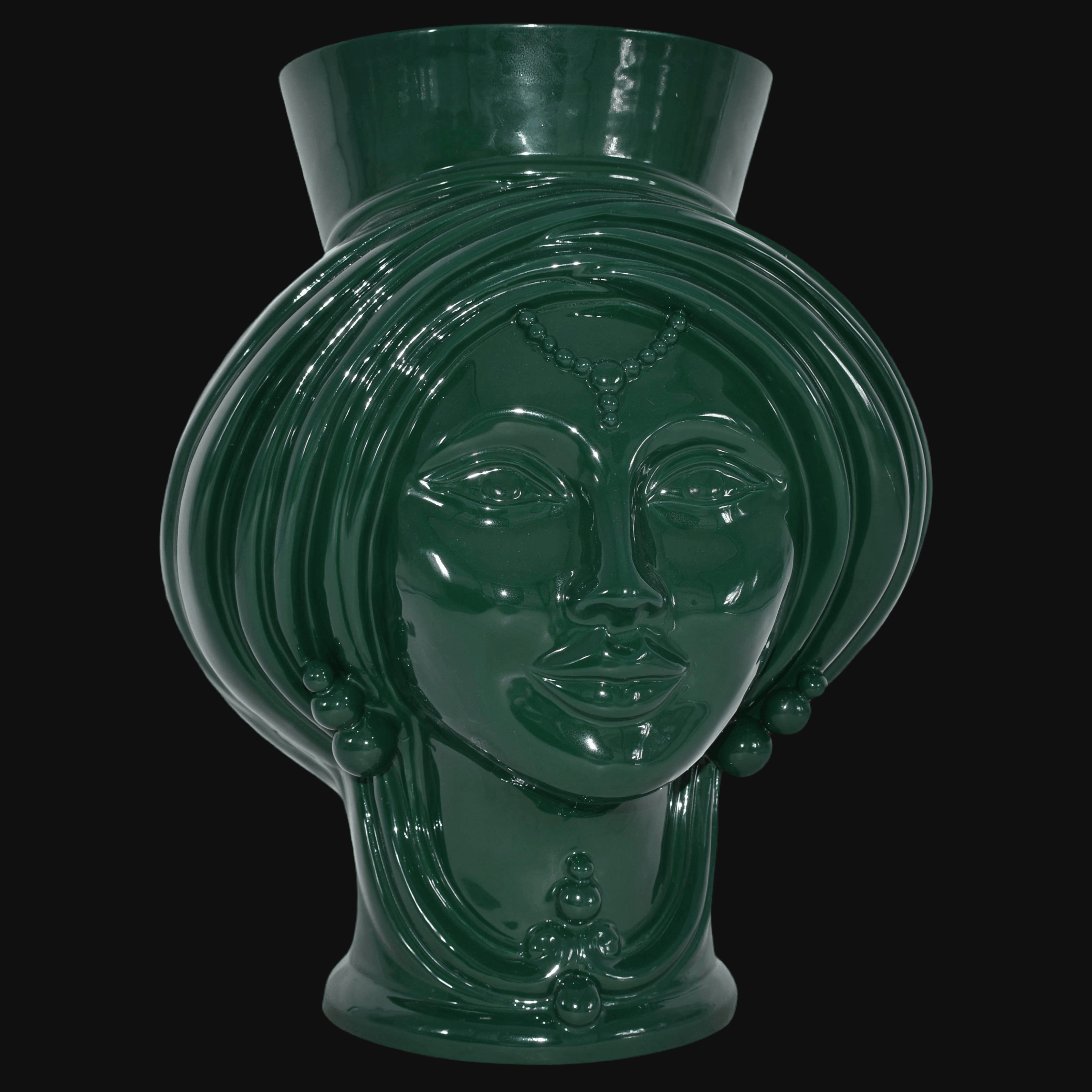 Testa h 30 Verde Antico Donna - Teste di moro moderne Sofia Ceramiche - Ceramiche di Caltagirone Sofia
