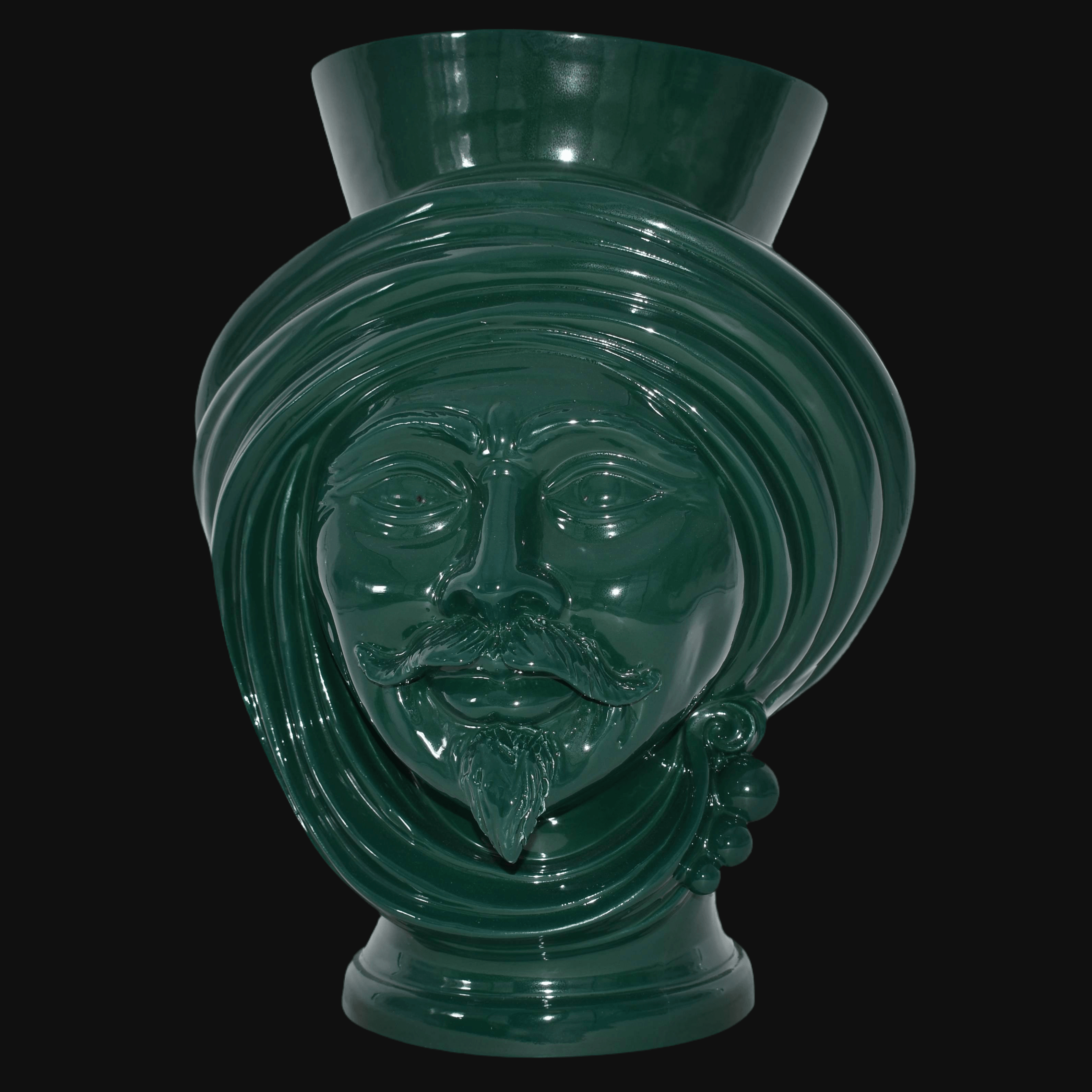 Testa h 30 Verde Antico Uomo - Teste di moro moderne Sofia Ceramiche - Ceramiche di Caltagirone Sofia
