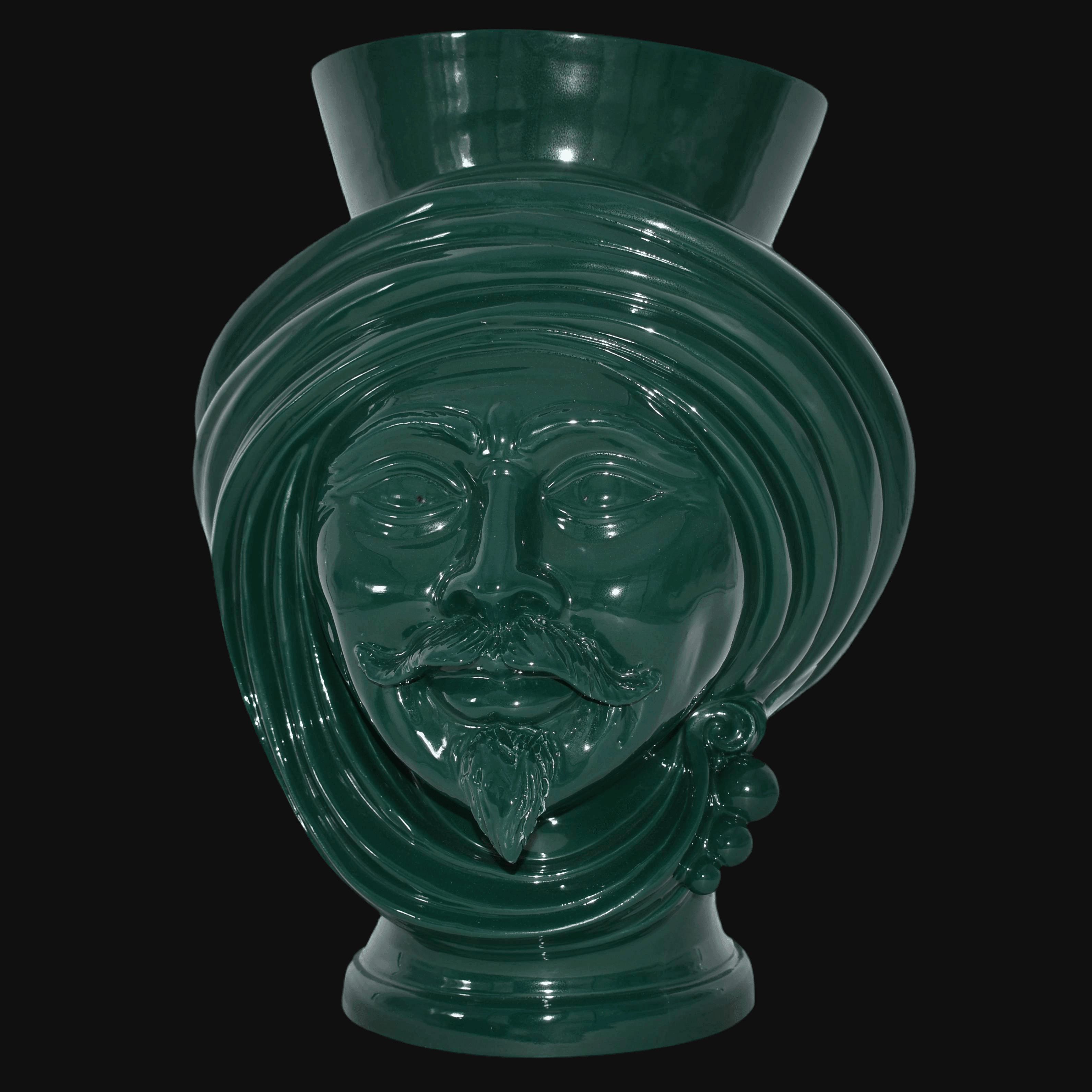 Testa h 30 Verde Antico Uomo - Teste di moro moderne Sofia Ceramiche - Ceramiche di Caltagirone Sofia