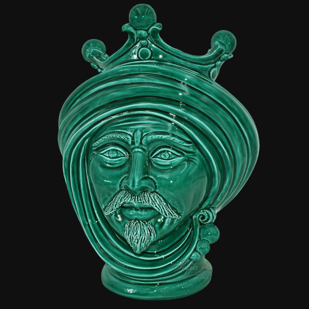Testa h 30 Verde Smeraldo Uomo - Teste di moro moderne Sofia Ceramiche - Ceramiche di Caltagirone Sofia