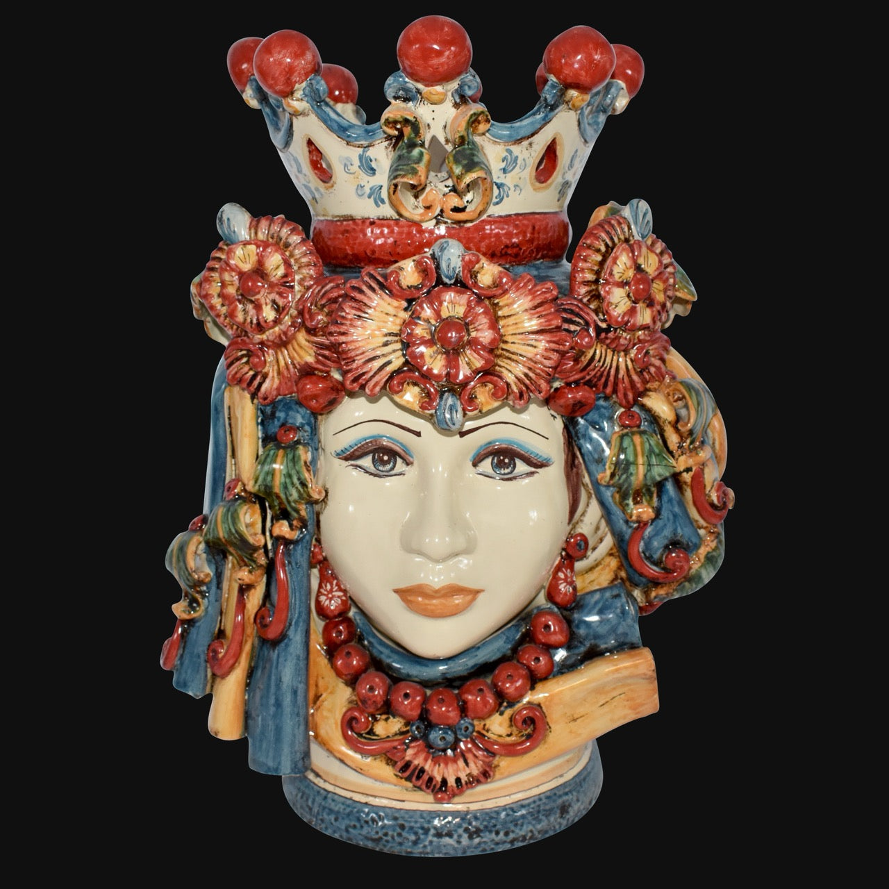 Testa h 50 c/turbante decoro sicily femmina - Ceramiche di Caltagirone Sofia