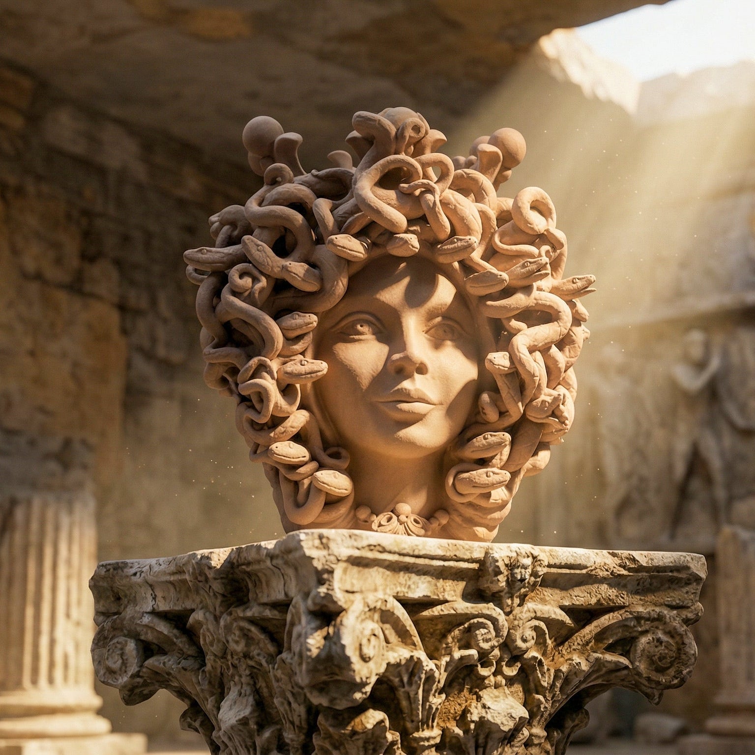 Testa Medusa h 38 cm — Tortora Opaco | Ceramica Caltagirone