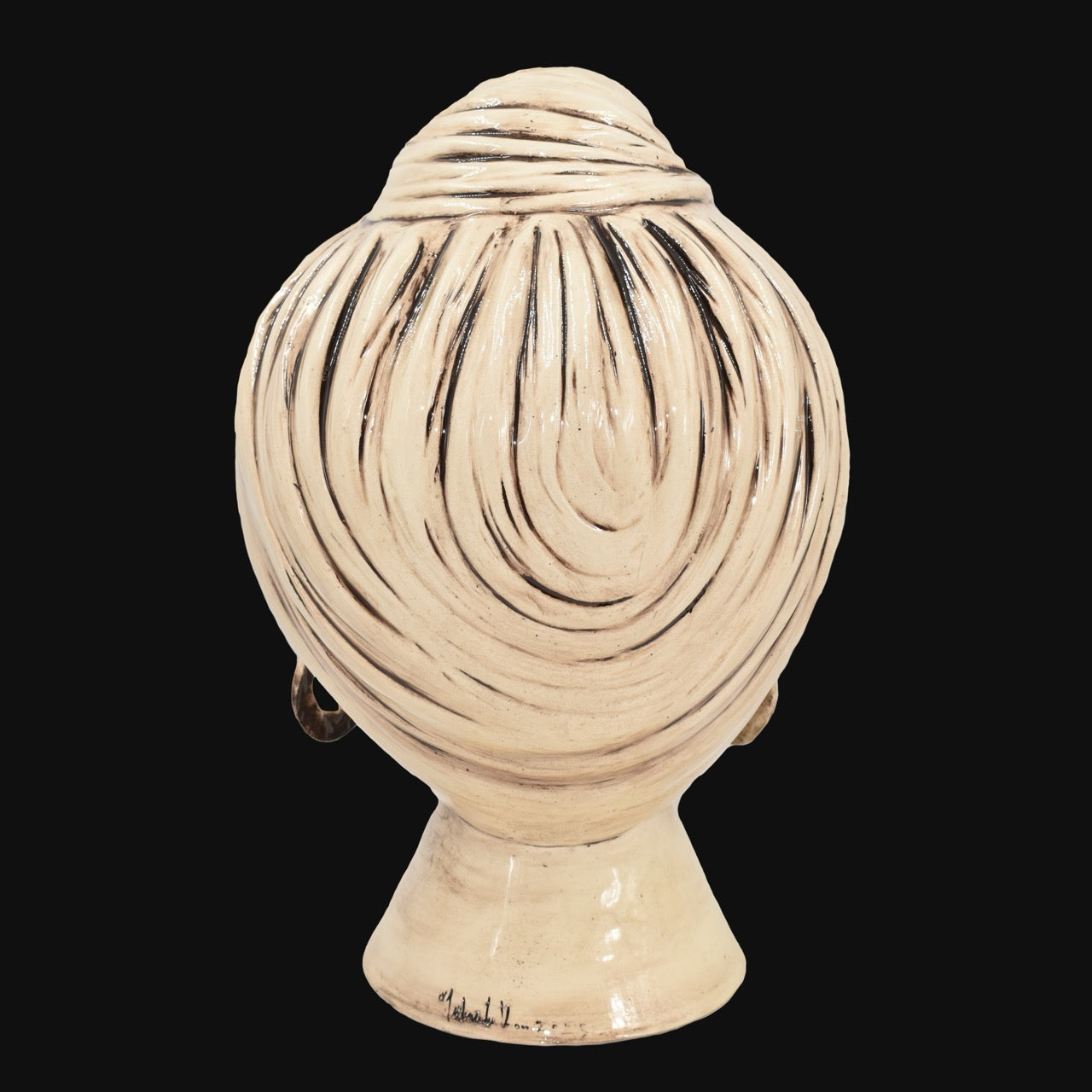 Testa sognia h 40 madreperla antichizzato perline rosse femmina viso lucido - Ceramiche di Caltagirone Sofia