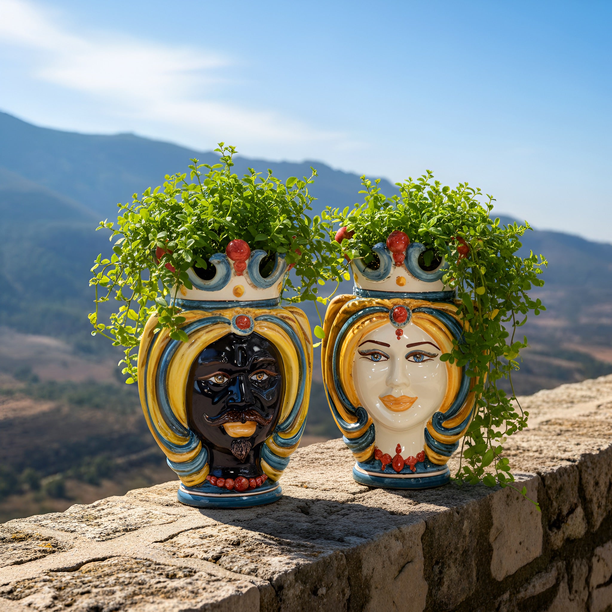 Testa h 25 turbante decoro sicily - Ceramiche di Caltagirone Sofia