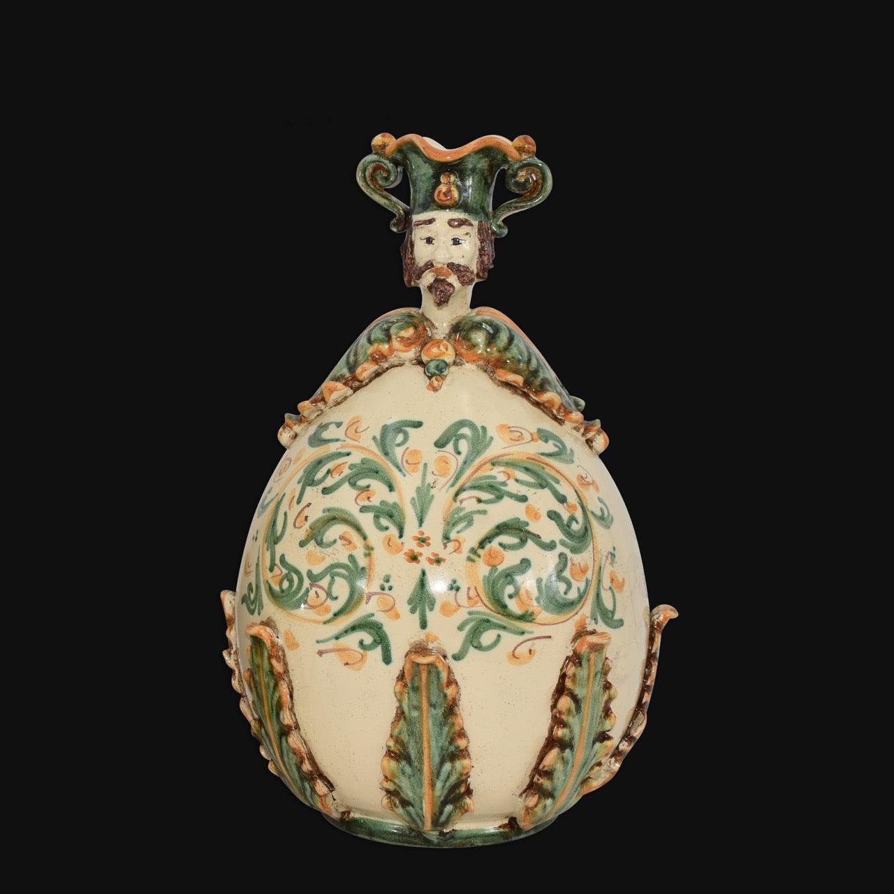 Uovo a personaggio uomo h 25 cm plastico sofia Verde e Arancio - Ceramiche di Caltagirone Sofia