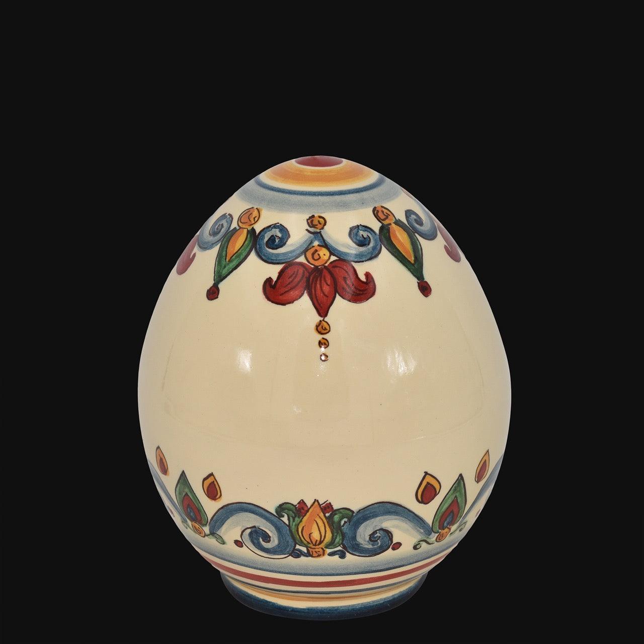 Uovo decorativo in ceramica di Caltagirone con decoro floreale, ceramiche caltagirone fatti a mano.