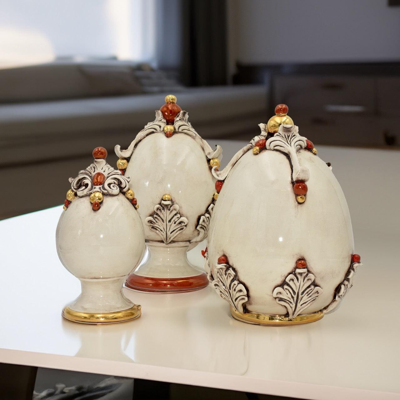 Uovo in ceramica h 22 Madreperla Oro e Lustri - Ceramiche di Caltagirone - Ceramiche di Caltagirone Sofia