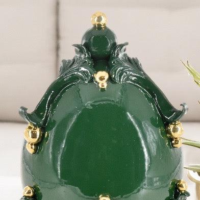 Uovo in ceramica h 25 Verde Antico con dettaglio in oro - Ceramiche di Caltagirone Sofia