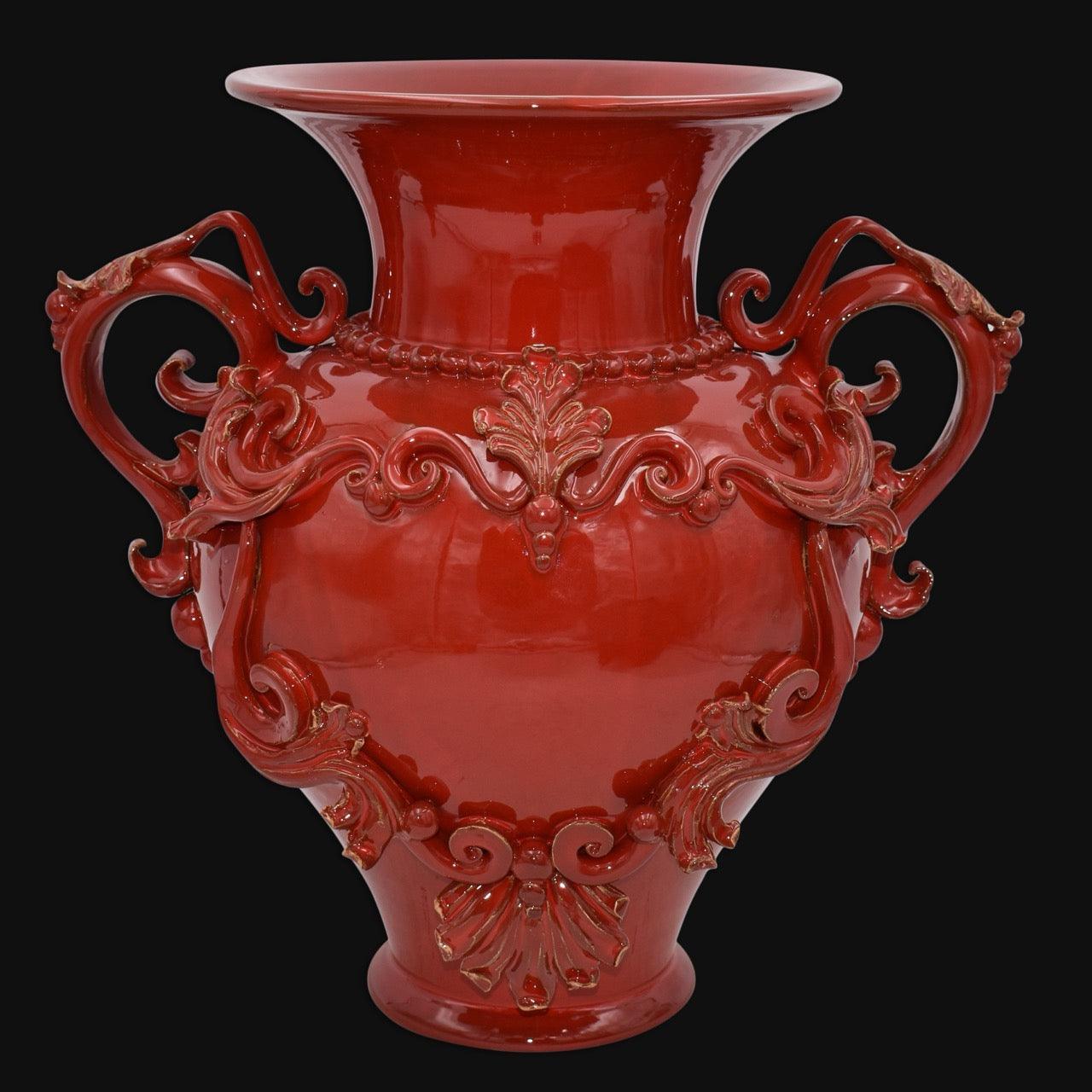 Vaso anfora h 40 c/greca rilievo Rosso Fuoco - Ceramica di Caltagirone Sofia - Ceramiche di Caltagirone Sofia