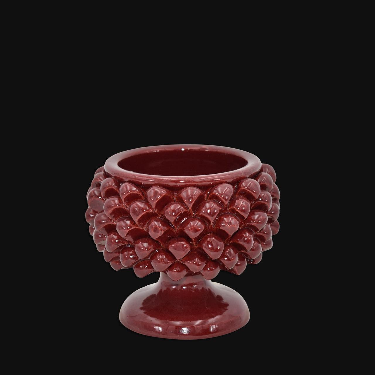 Vaso mezza pigna bordeaux in ceramica di Caltagirone - Ceramiche di Caltagirone Sofia