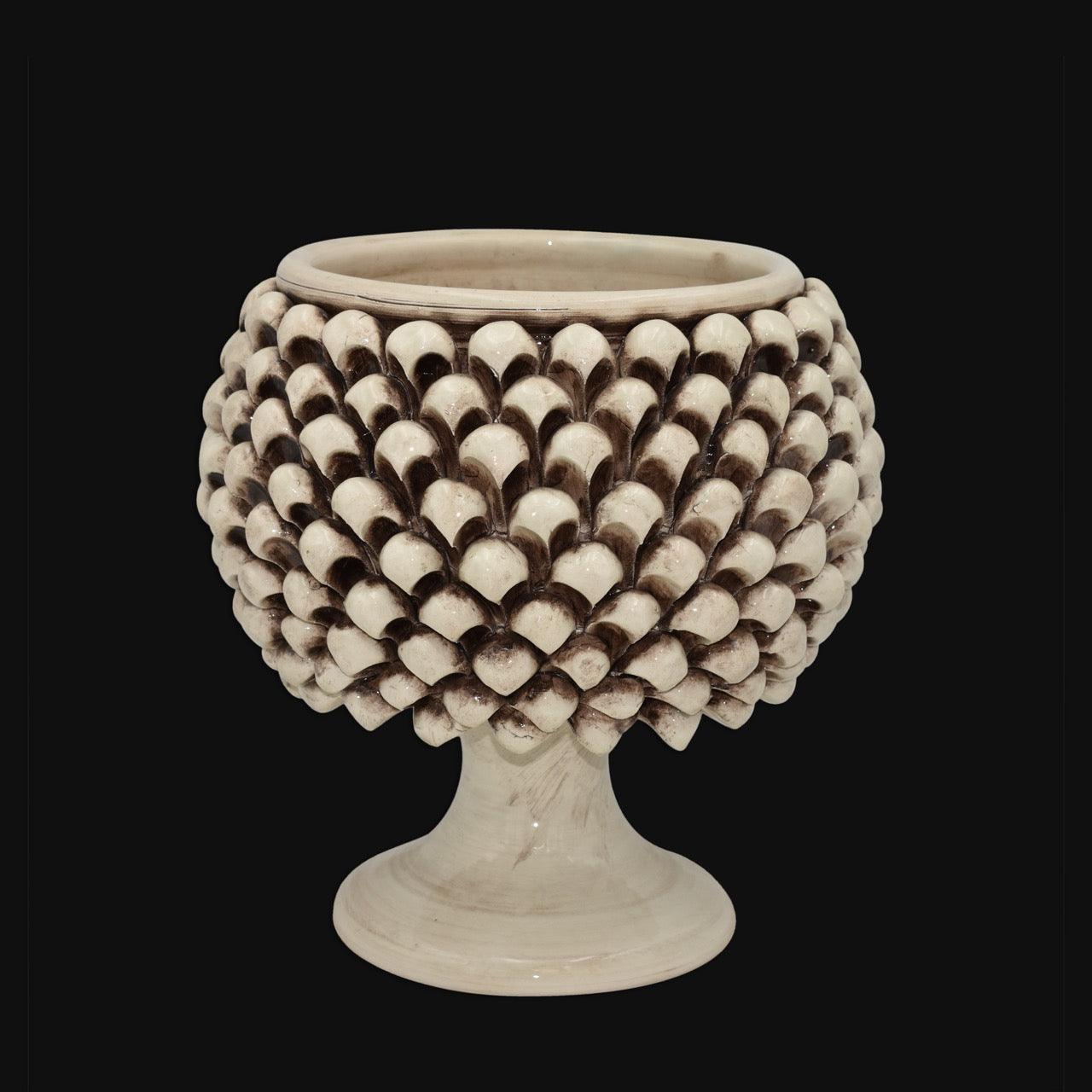 Vaso mezza pigna madreperla antichizzato in ceramica di Caltagirone - Ceramiche di Caltagirone Sofia