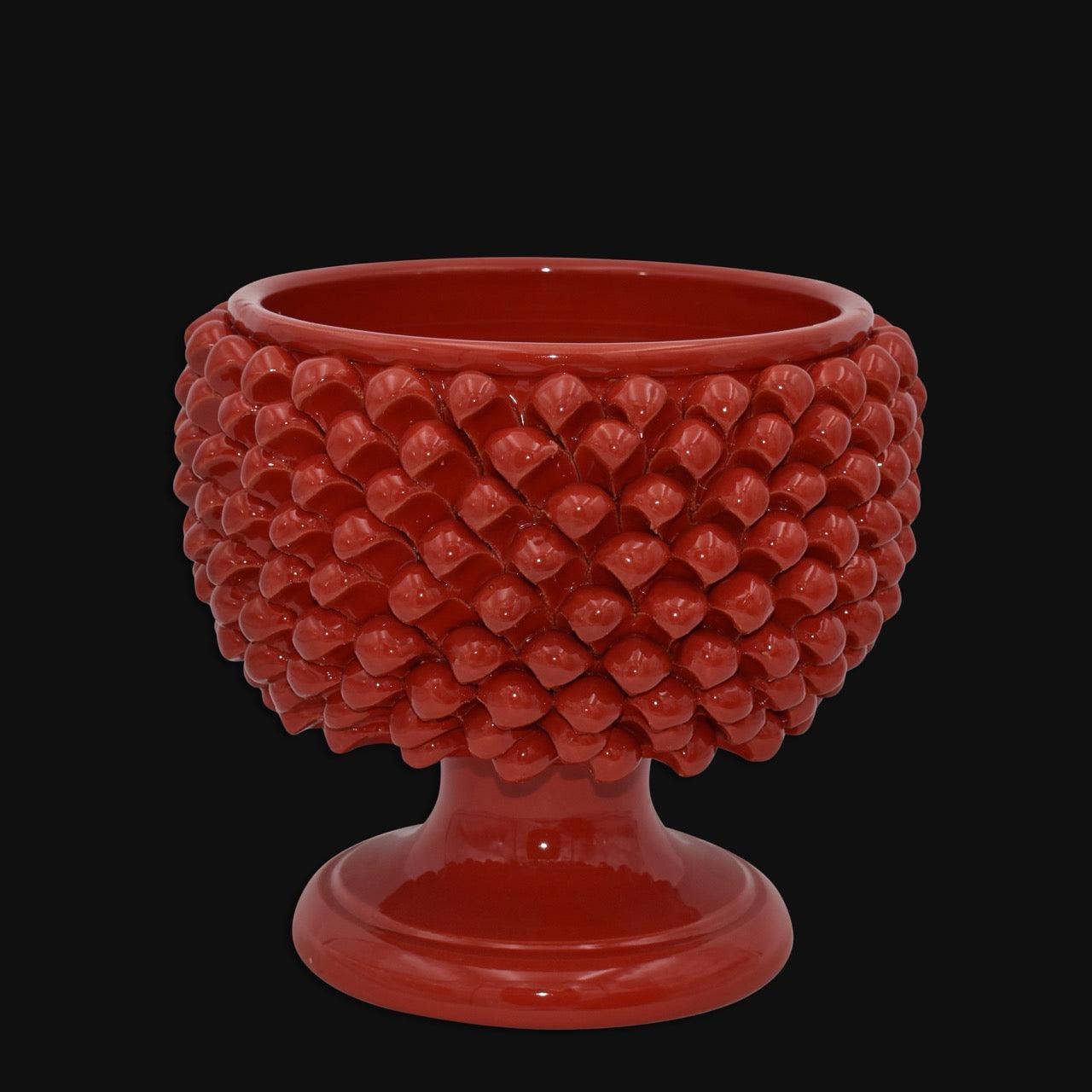 Vaso mezza pigna rosso fuoco in ceramica di Caltagirone - Ceramiche di Caltagirone Sofia