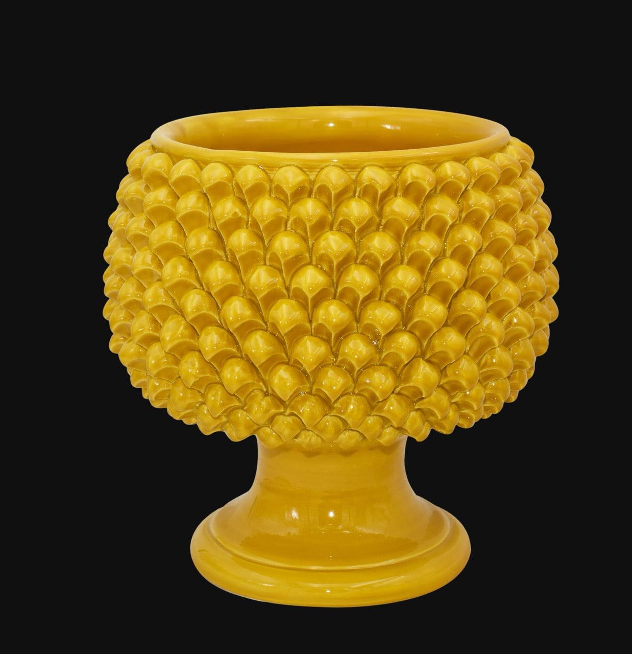 Vaso mezza pigna senape in ceramica di Caltagirone - Ceramiche di Caltagirone Sofia