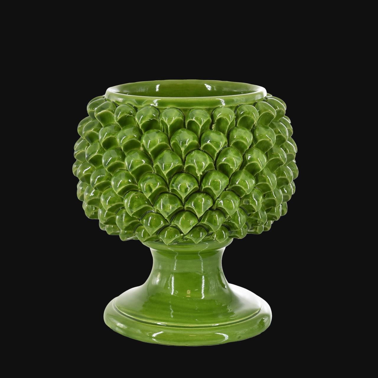 Vaso mezza pigna verde foglia in ceramica di Caltagirone - Ceramiche di Caltagirone Sofia