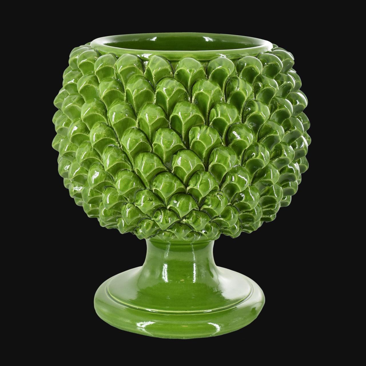 Vaso mezza pigna verde foglia in ceramica di Caltagirone - Ceramiche di Caltagirone Sofia