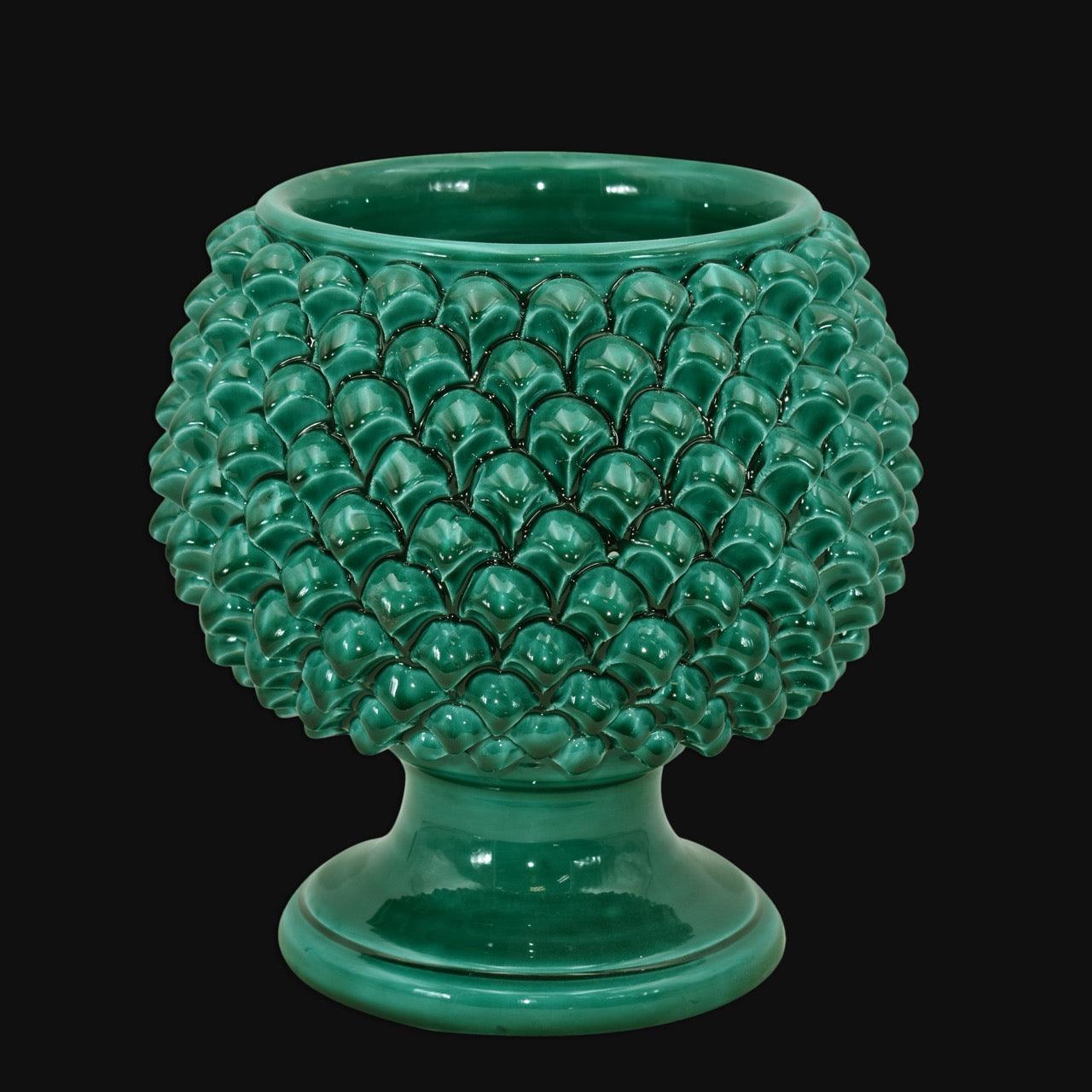Vaso mezza pigna verde smeraldo in ceramica di Caltagirone - Ceramiche di Caltagirone Sofia