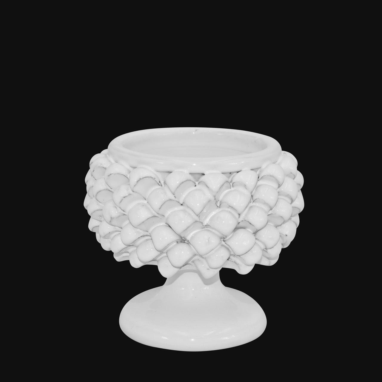 Vaso mezza pigna white line in ceramica di Caltagirone - Ceramiche di Caltagirone Sofia