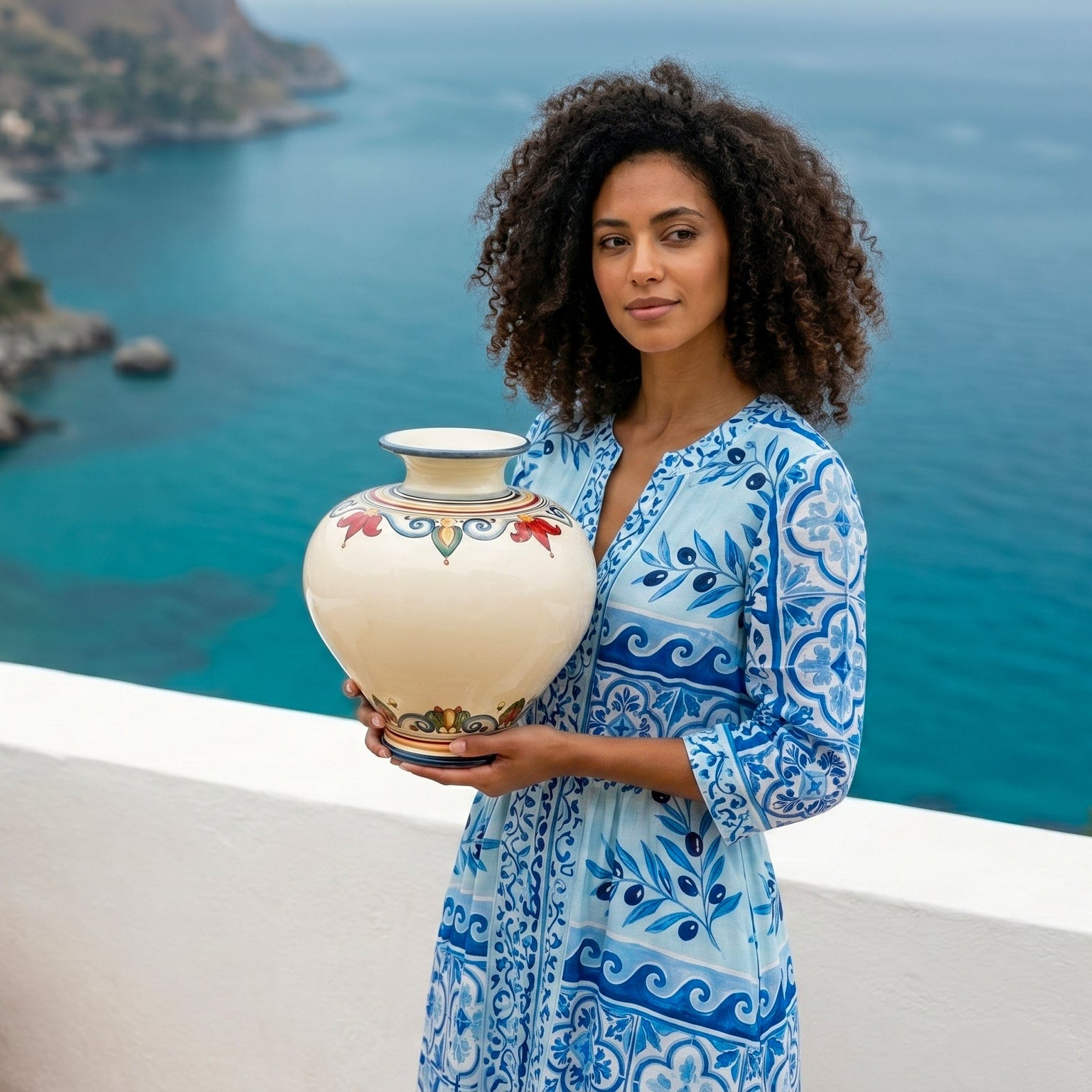 Vaso Palla  in Ceramica di Caltagirone - Decoro Sicily