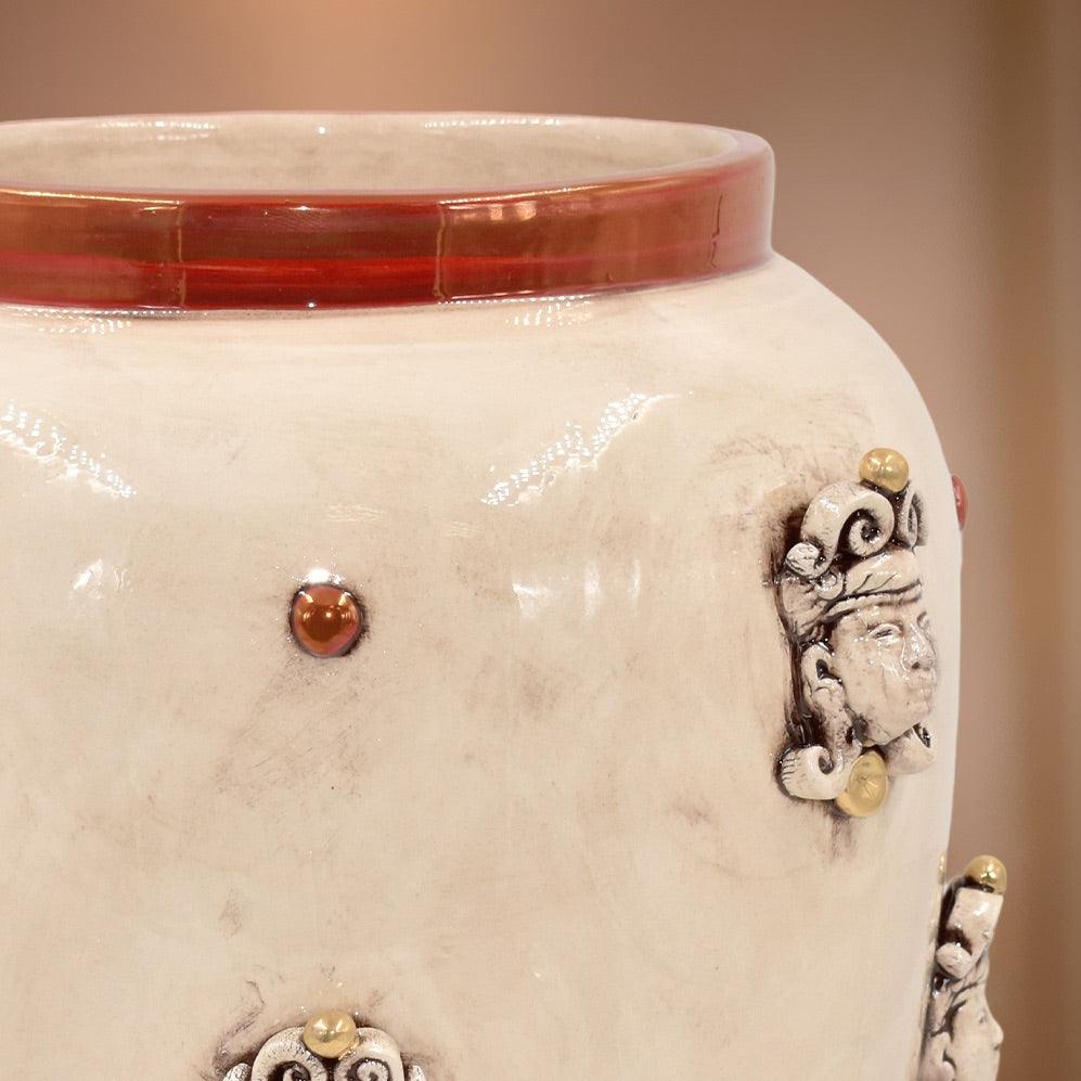 Vaso teste h 40 madreperla antichizzato oro e lustri - Ceramiche di Caltagirone Sofia