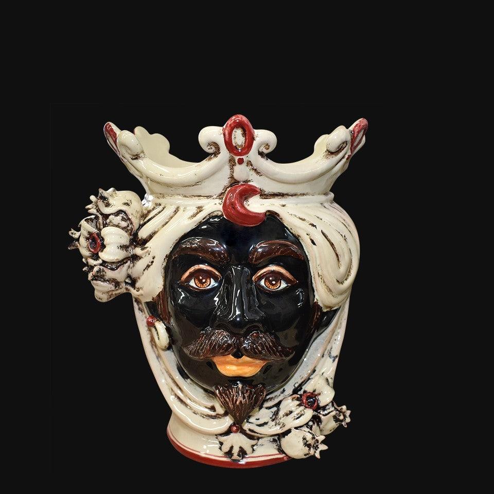 Testa h 25 con melagrane in avorio maschio moro - Ceramiche di Caltagirone - Ceramiche di Caltagirone Sofia