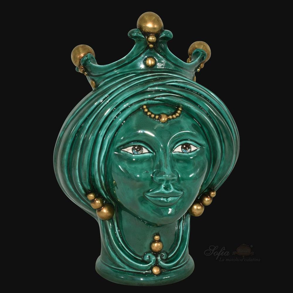 Testa h 30 Verde Rame uomo - Teste di moro moderne Sofia Ceramiche - Ceramiche di Caltagirone Sofia