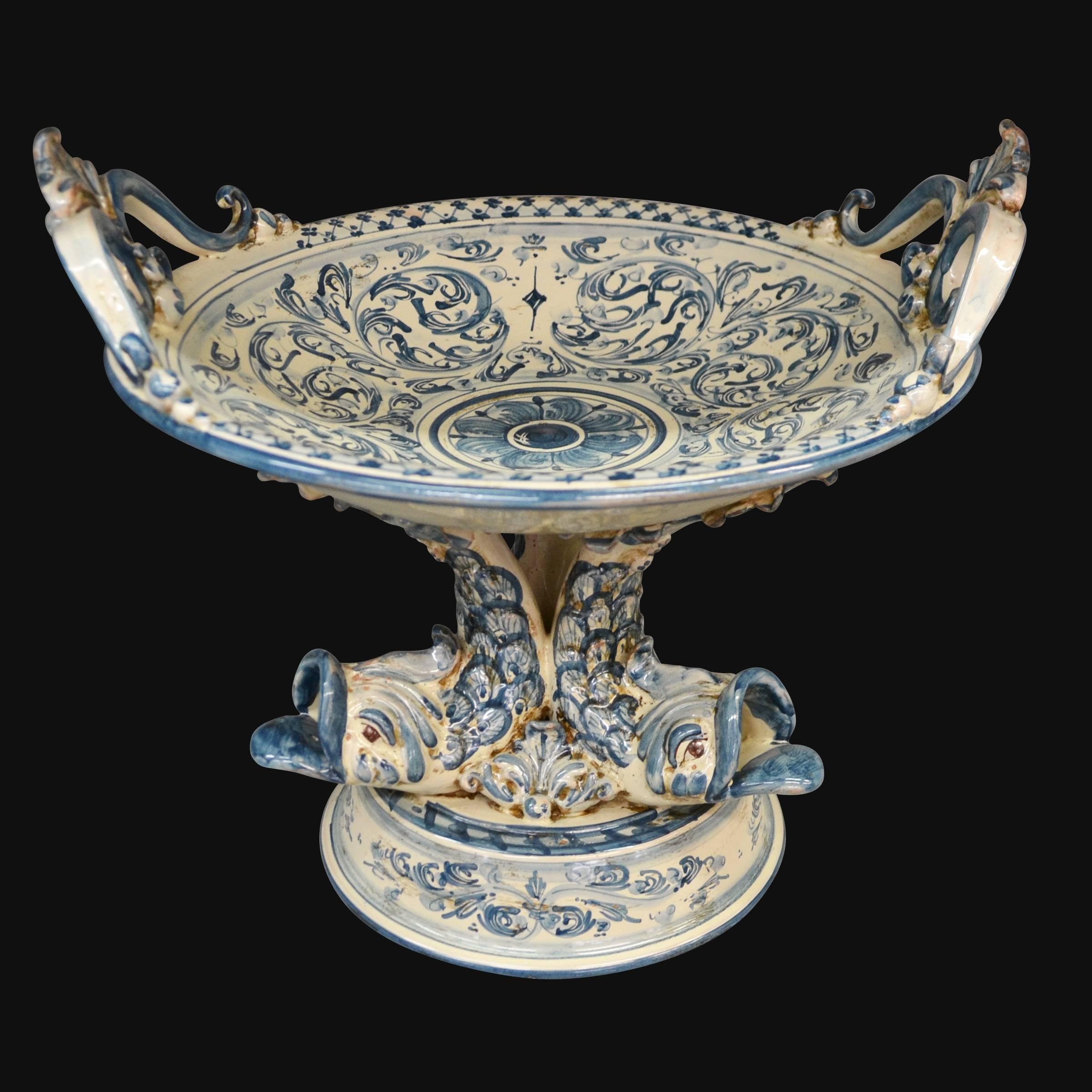 Alzata piede marino Ø 30 s. d'arte mono blu - Ceramiche artistiche di Caltagirone - Ceramiche di Caltagirone Sofia