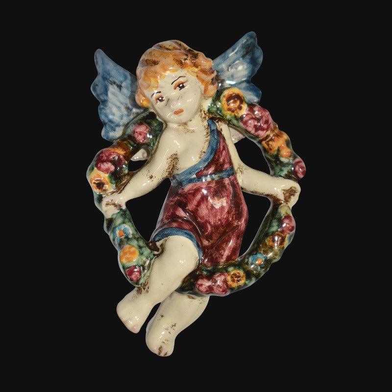 Angelo 4 stagioni primavera 13x16 blu/bordeaux in Ceramica Artistica di Caltagirone - Ceramiche di Caltagirone Sofia