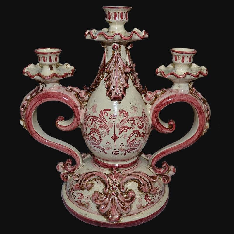 Candelabro 3 fuochi h 28 plast sofia mono bordeaux - Ceramiche di Caltagirone Sofia