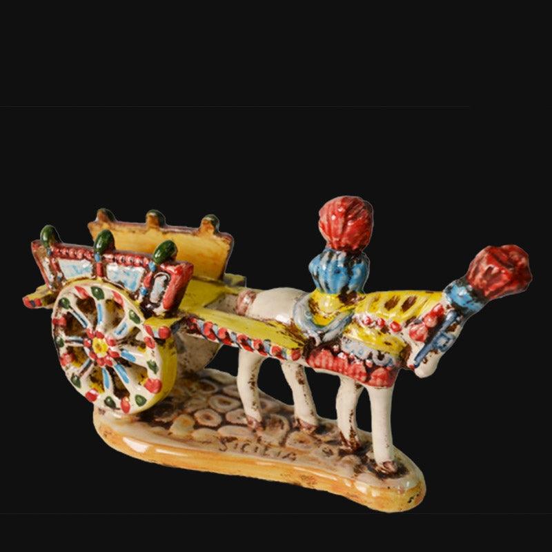 Carretto Siciliano medio in Ceramica tricolore - Ceramiche di Caltagirone Sofia - Ceramiche di Caltagirone Sofia