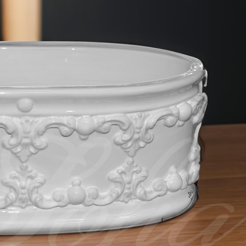 Cassetta ovale s/ghirigori 31x15 plastico sofia white line - Ceramiche di Caltagirone Sofia - Ceramiche di Caltagirone Sofia